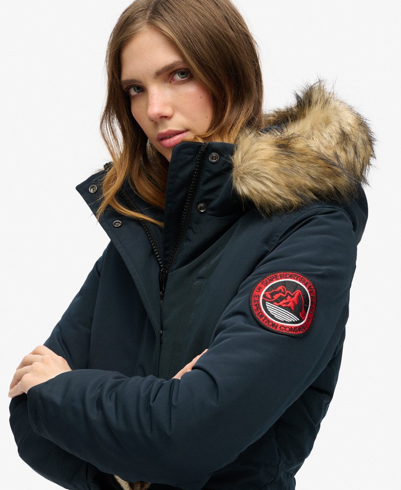 de everest parka met capuchon van imitatiebont in eclipse navy