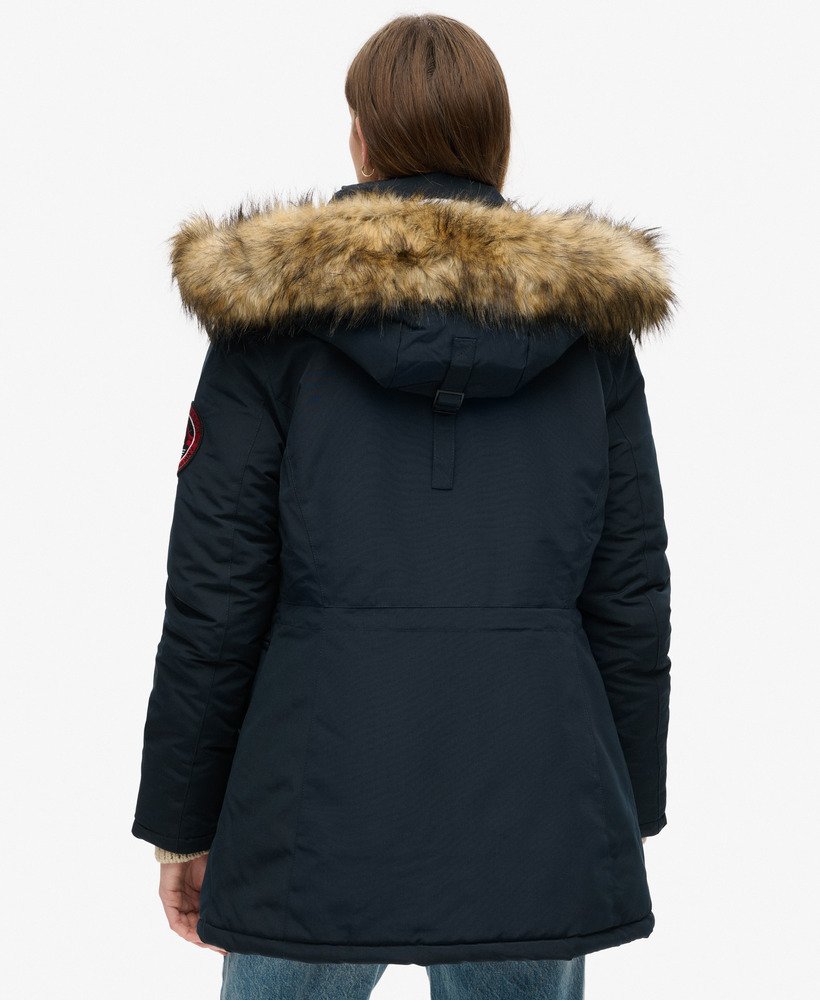 de everest parka met capuchon van imitatiebont in eclipse navy