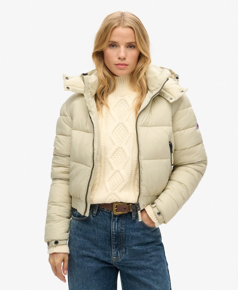 fuji cropped hooded jacket in pelican