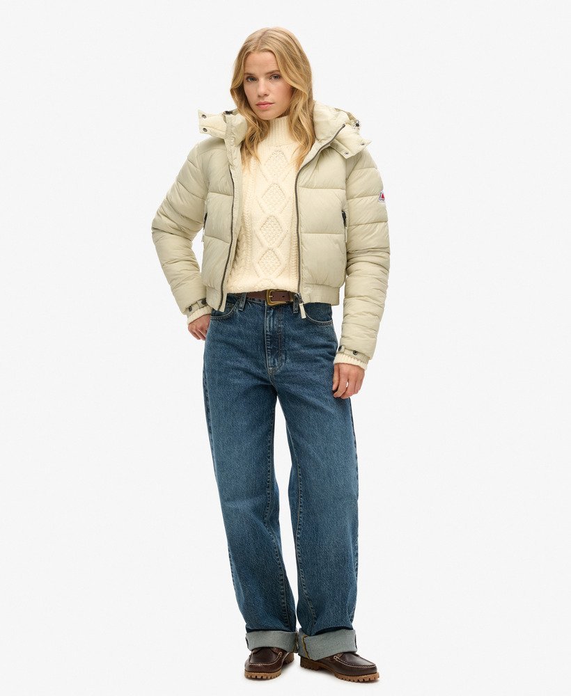 fuji cropped hooded jacket in pelican