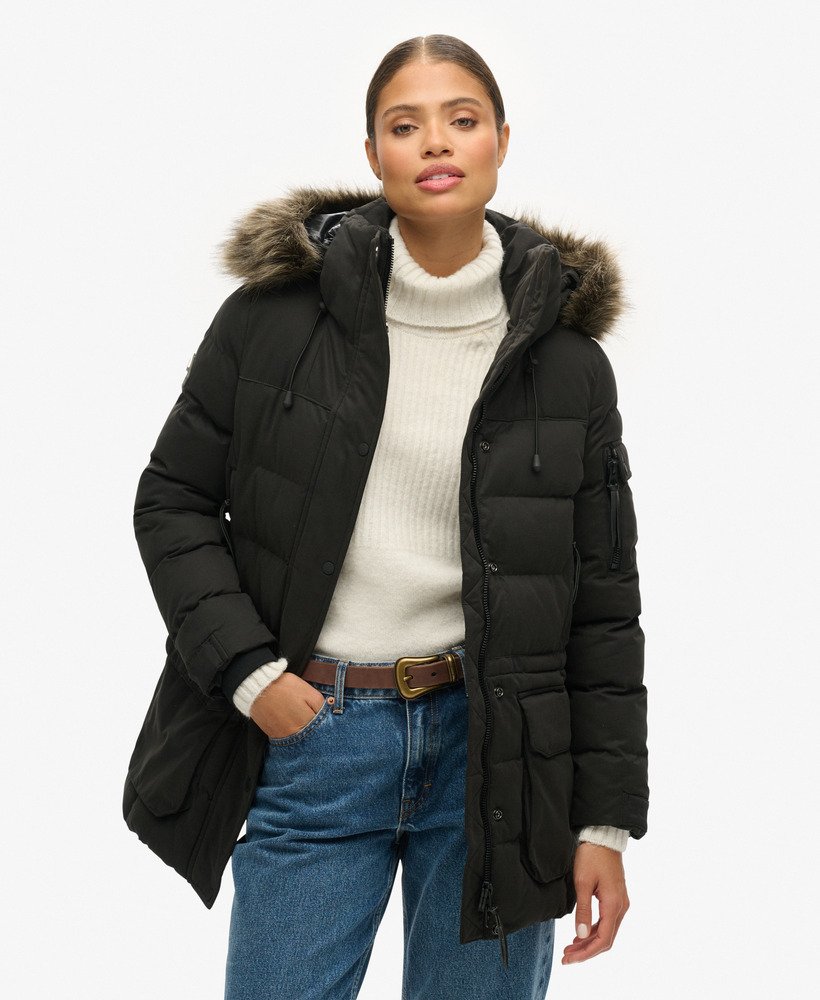 microfiber expedition parka-jas in gitzwart