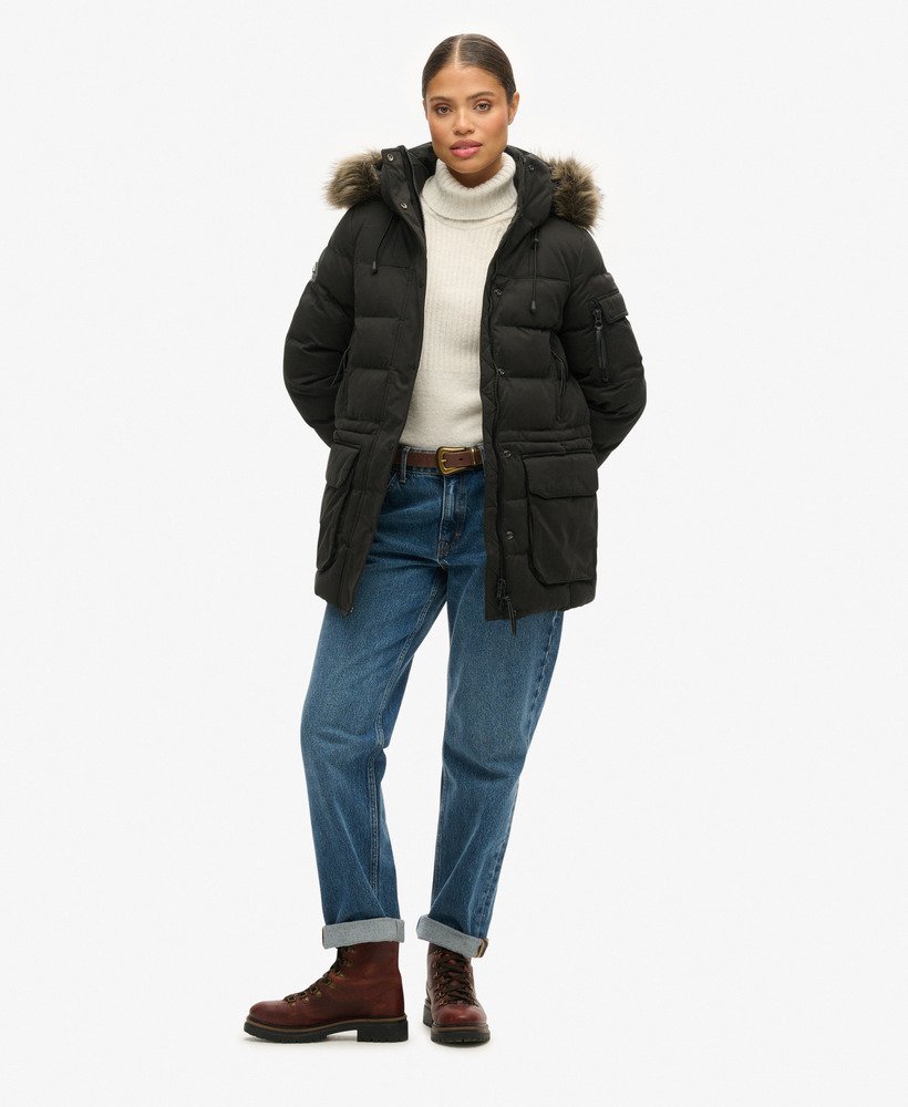 microfiber expedition parka-jas in gitzwart