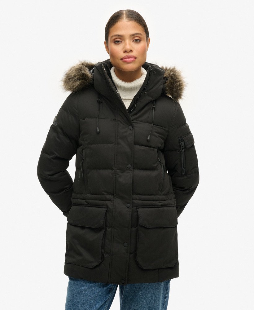microfiber expedition parka-jas in gitzwart
