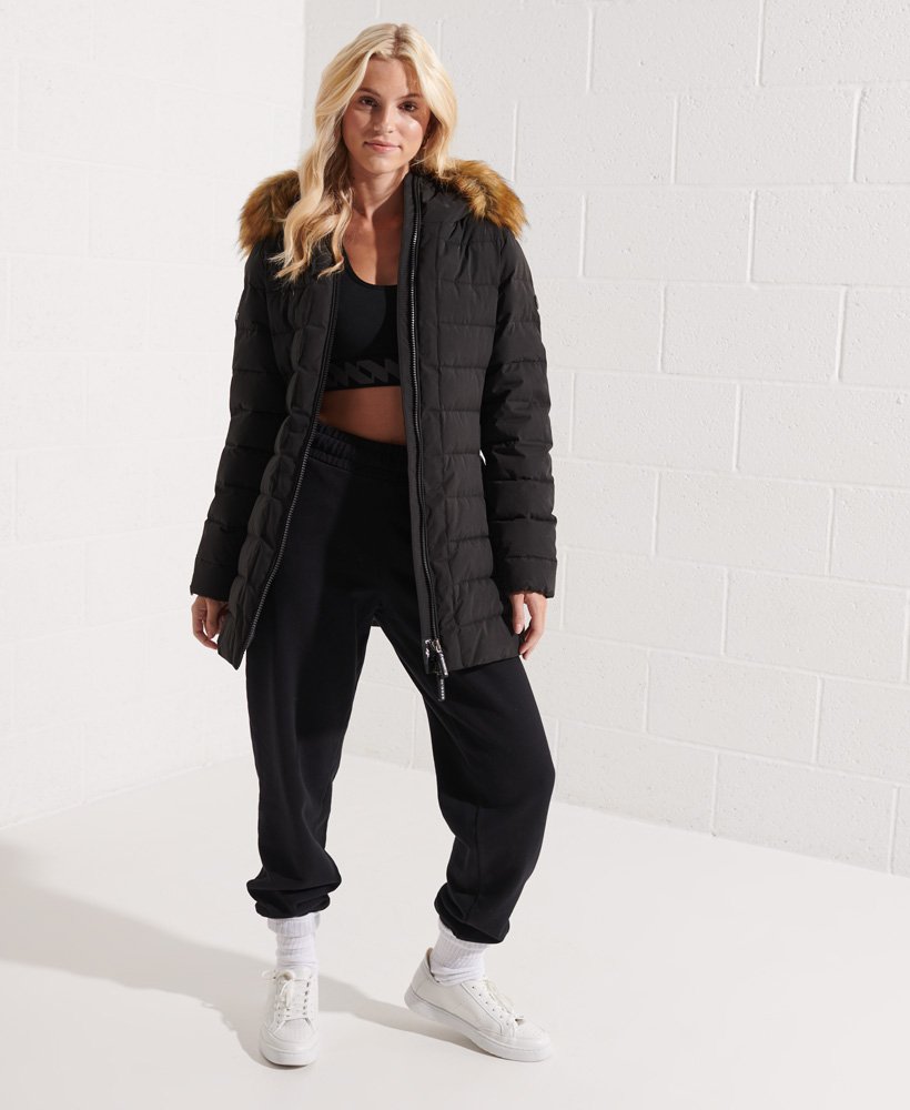 arctic tall puffer coat in black