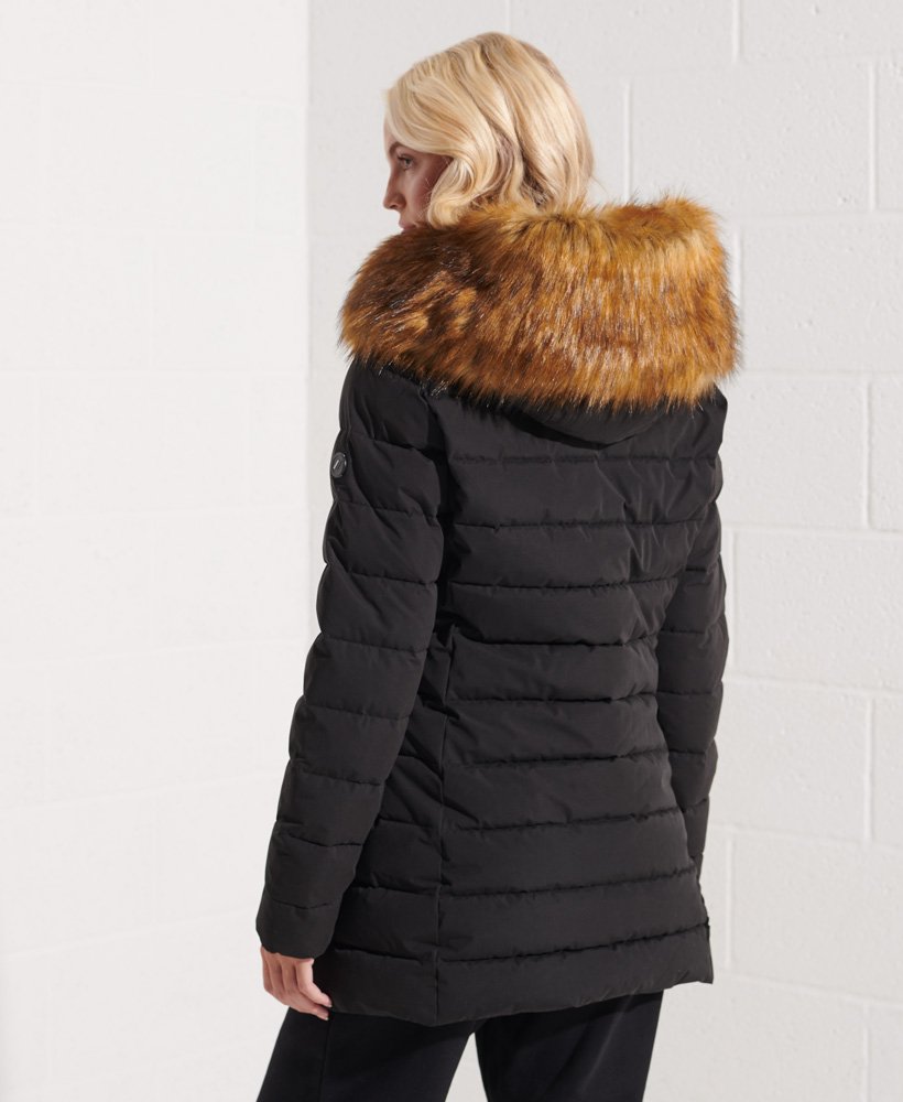 arctic tall puffer coat in black