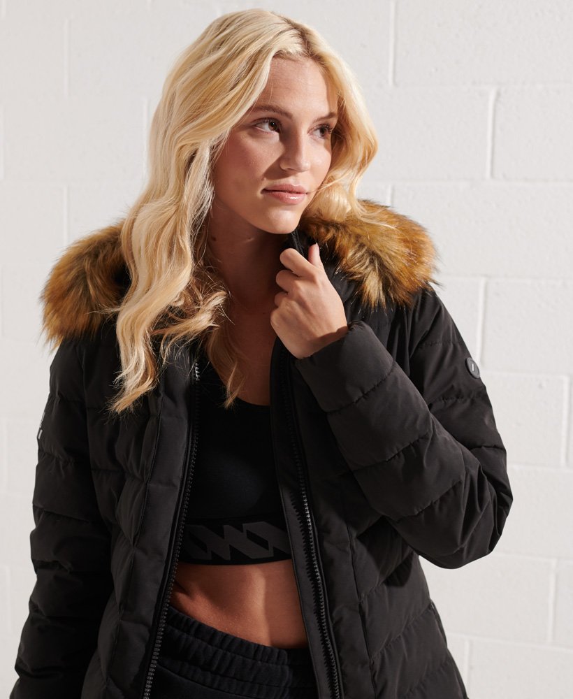 arctic tall puffer coat in black