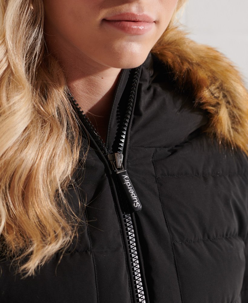 arctic tall puffer coat in black