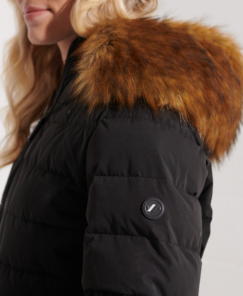 arctic tall puffer coat in black