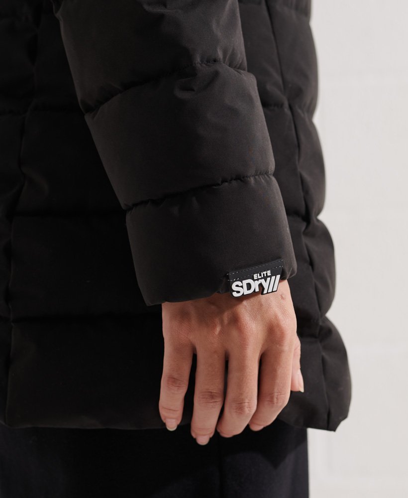 arctic tall puffer coat in black