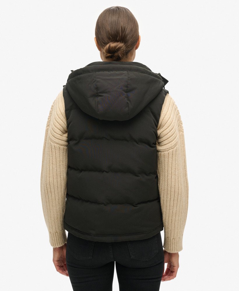 everest gewatteerd vest met capuchon in zwart