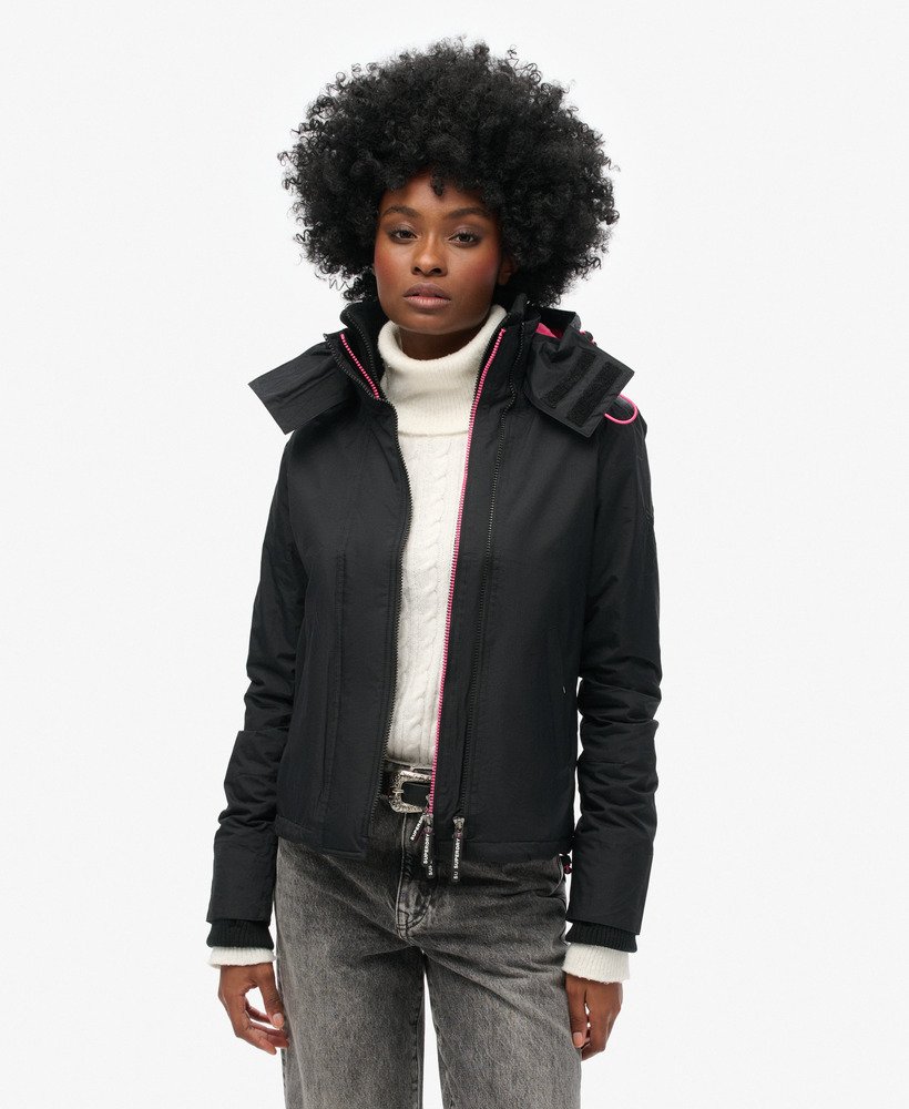 pop zip hooded arctic sd-windcheater jacket in zwartzwartpunkroze