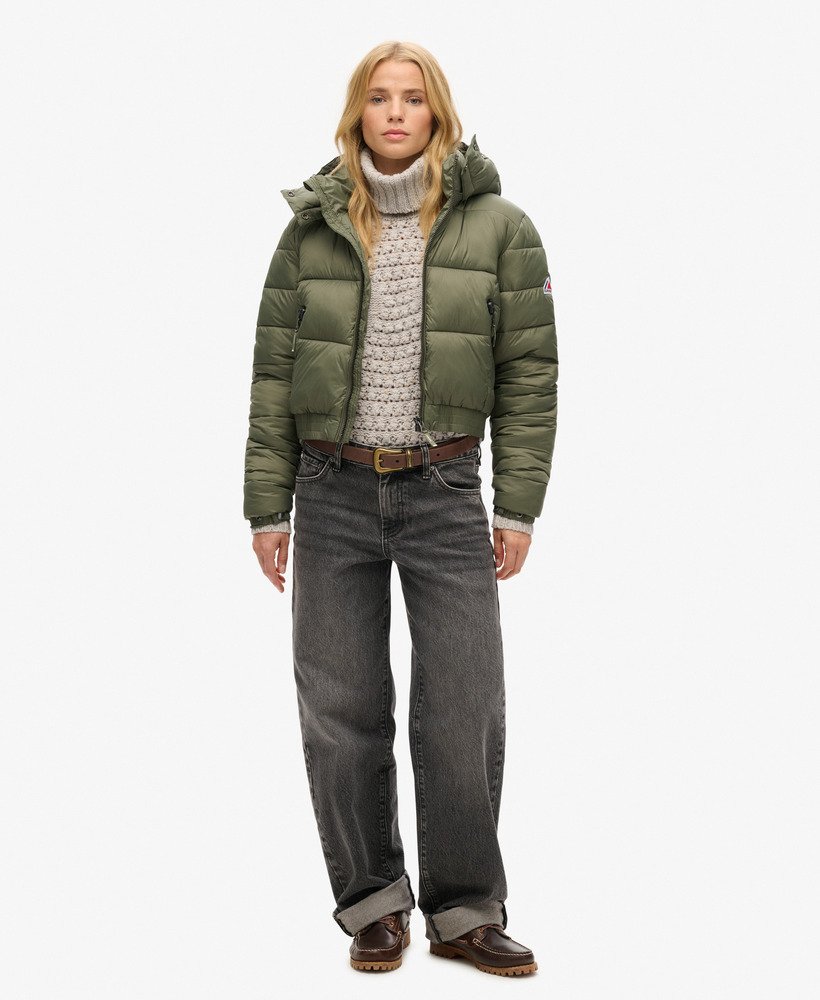 fuji cropped hoodie in stoffige olijfgroen