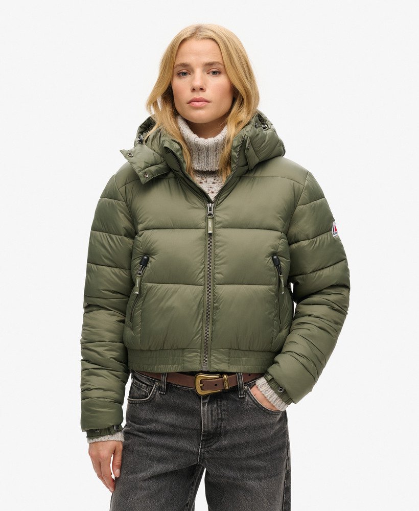 fuji cropped hoodie in stoffige olijfgroen