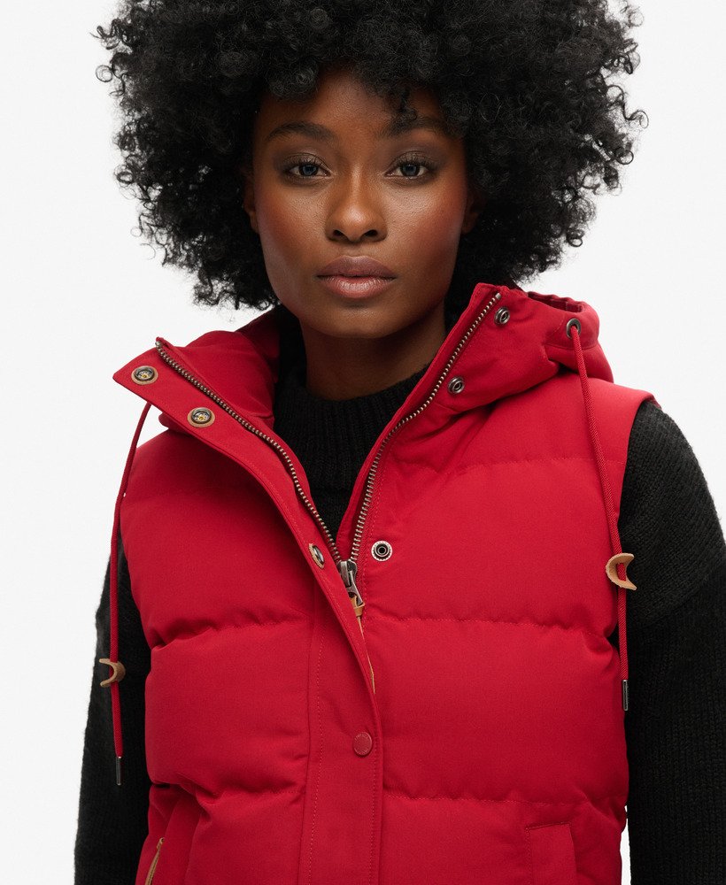 everest gewatteerd vest met capuchon in rood