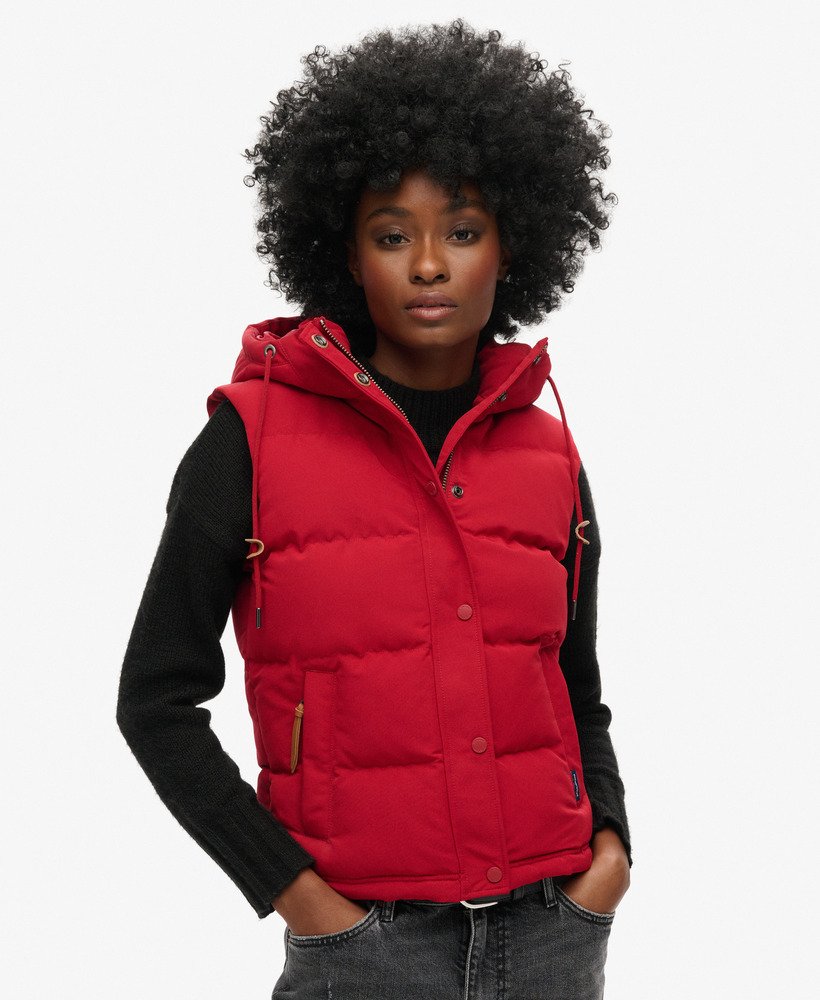 everest gewatteerd vest met capuchon in rood
