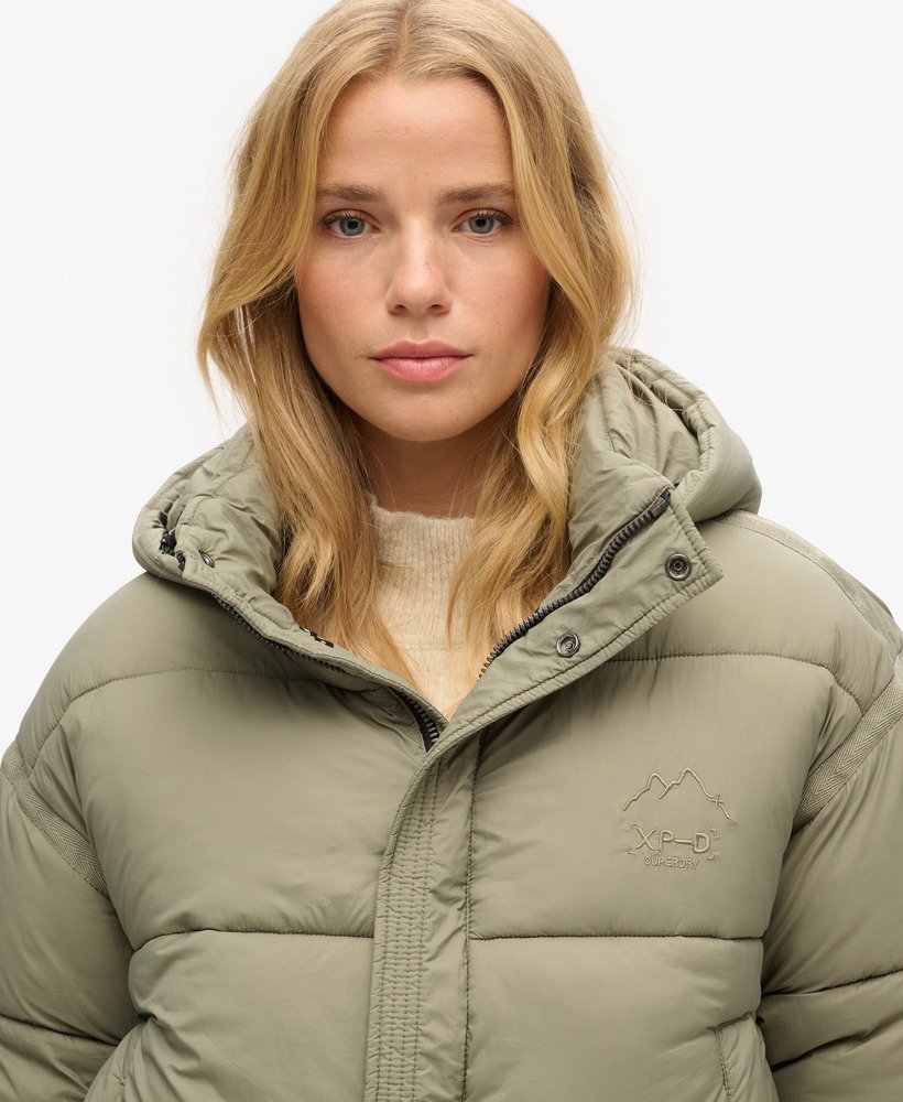 korte cocoon puffer jacket in licht kaki