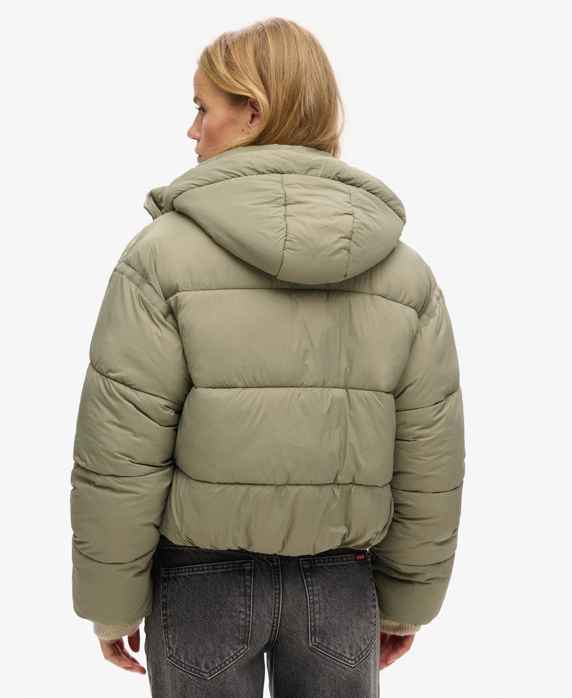 korte cocoon puffer jacket in licht kaki