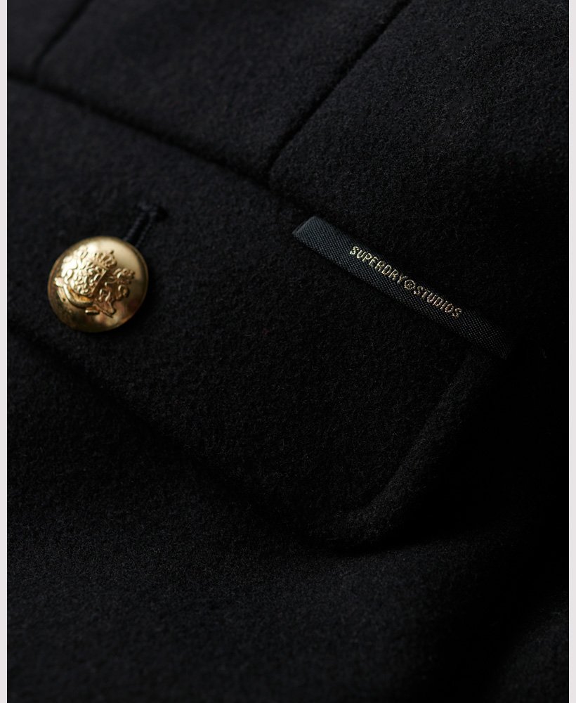korte wollen jas in militaire stijl zwart