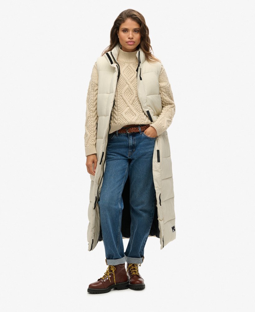 ripstop longline puffer gilet in pelican