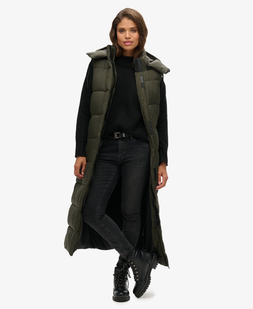 capuchonvest van ripstopstof in kaki ruitpatroon