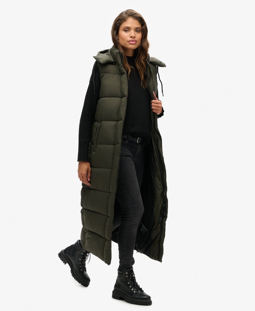 capuchonvest van ripstopstof in kaki ruitpatroon