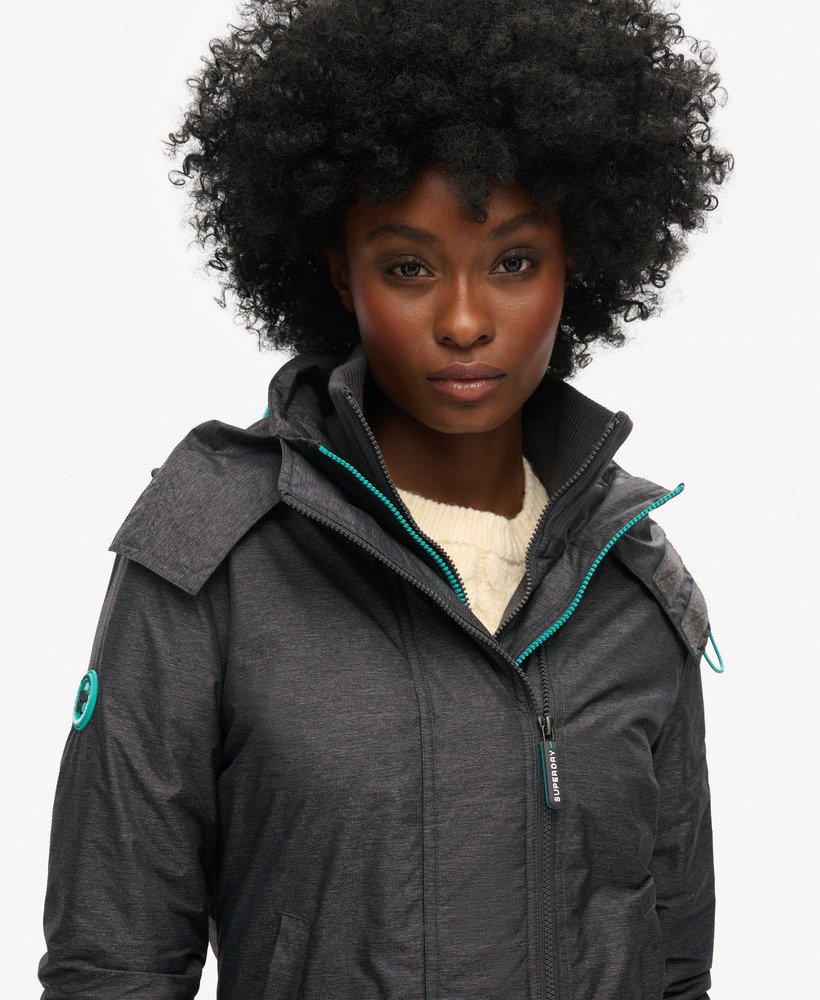pop zip hooded arctic sd-windcheater jacket in mid charcoal marl cool green