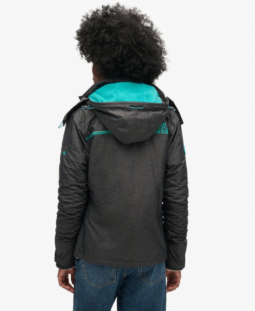 pop zip hooded arctic sd-windcheater jacket in mid charcoal marl cool green