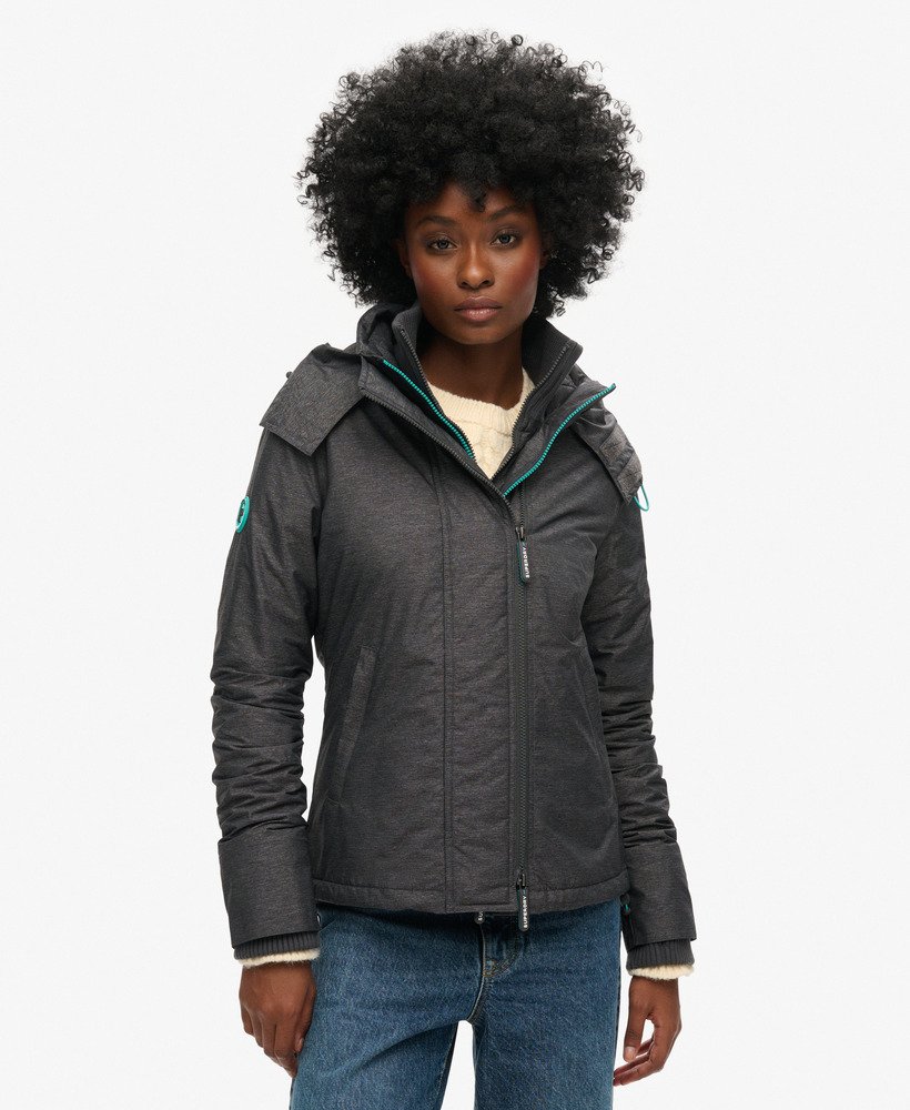 pop zip hooded arctic sd-windcheater jacket in mid charcoal marl cool green