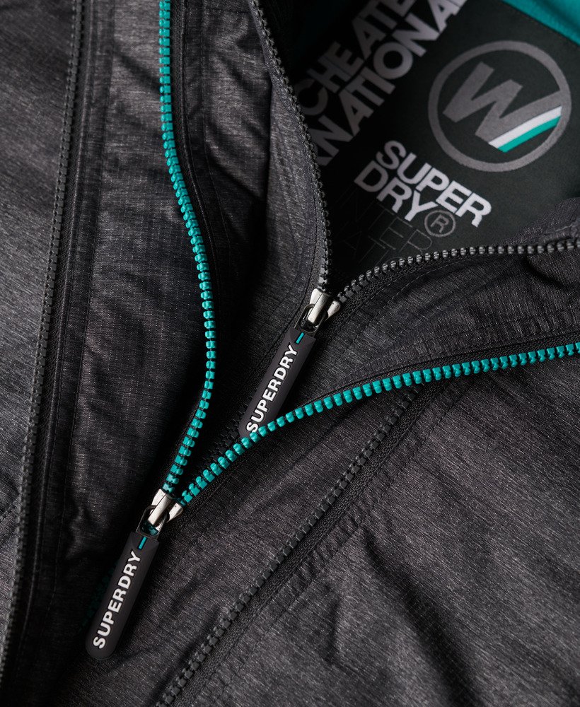 pop zip hooded arctic sd-windcheater jacket in mid charcoal marl cool green