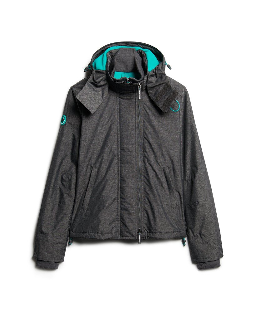 pop zip hooded arctic sd-windcheater jacket in mid charcoal marl cool green