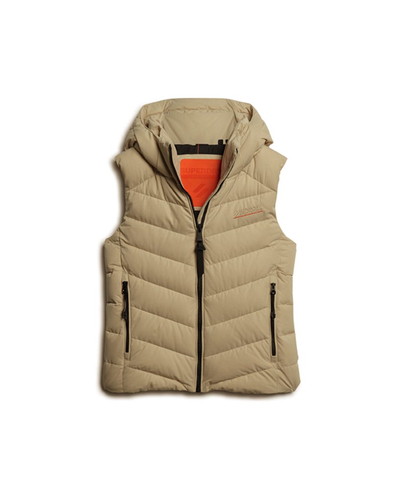 capuchonvest van gewatteerde microvezel in pelikaanbeige