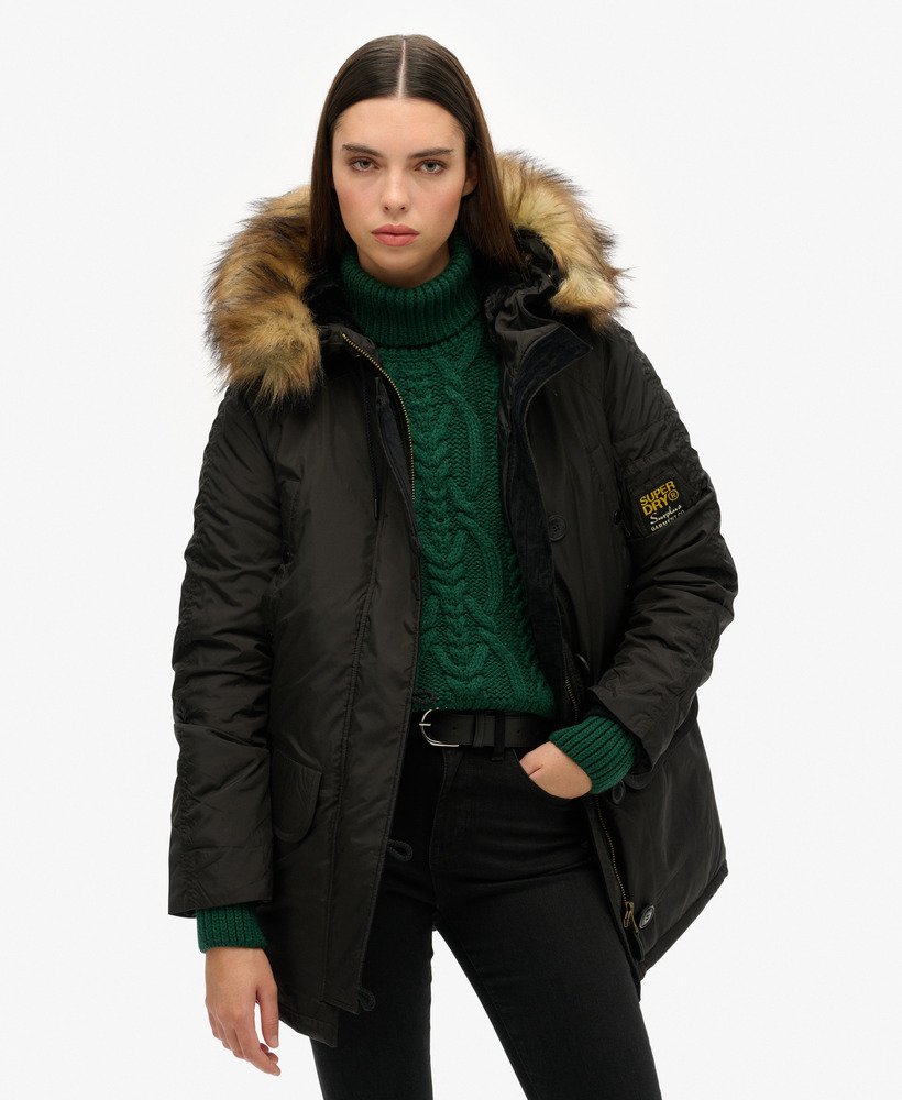 militaire ma1 parka met capuchon in zwart