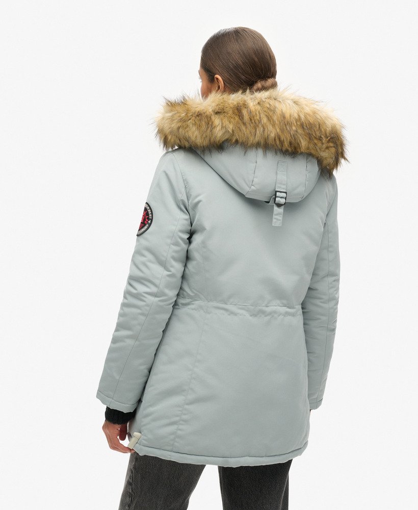 everest parka met capuchon van imitatiebont in skylark grey