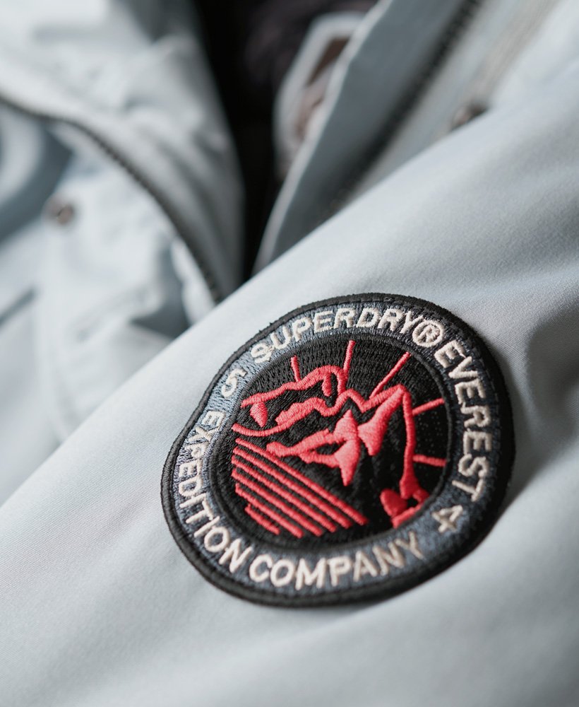 everest parka met capuchon van imitatiebont in skylark grey