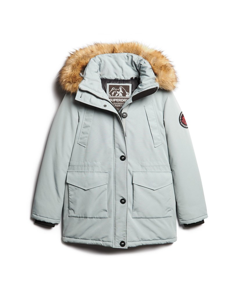 everest parka met capuchon van imitatiebont in skylark grey