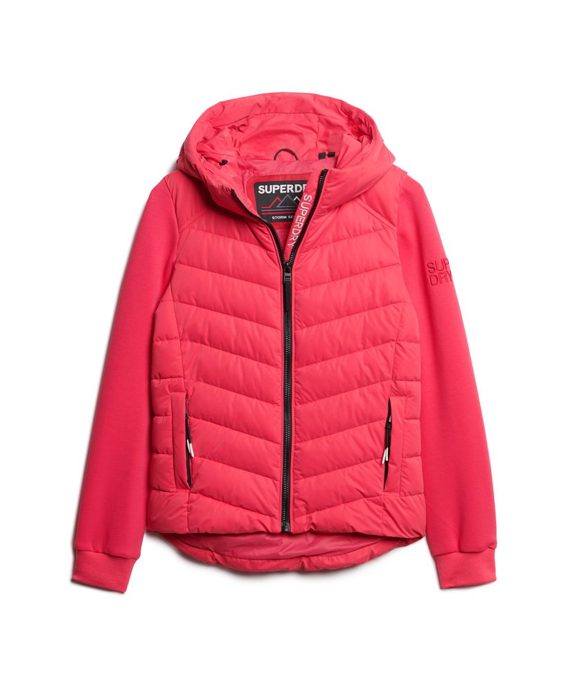 capuchon storm hybrid gewatteerde jas in active pink