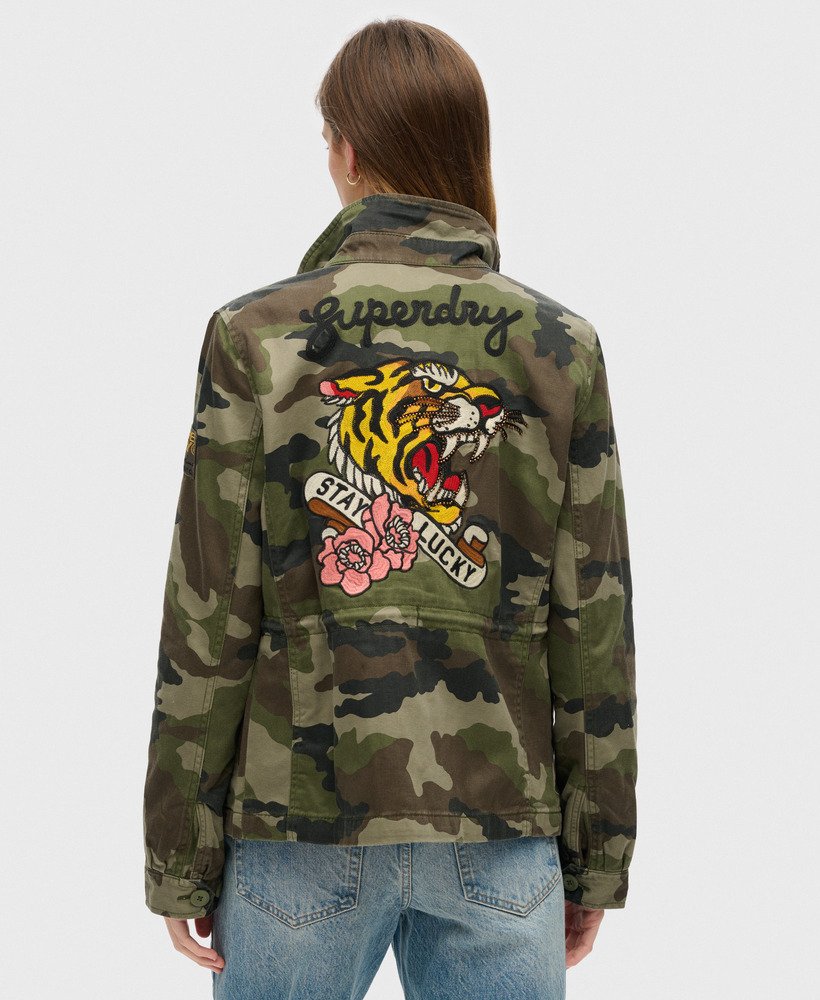 geborduurd m65 militair jack in frans camouflagegroen