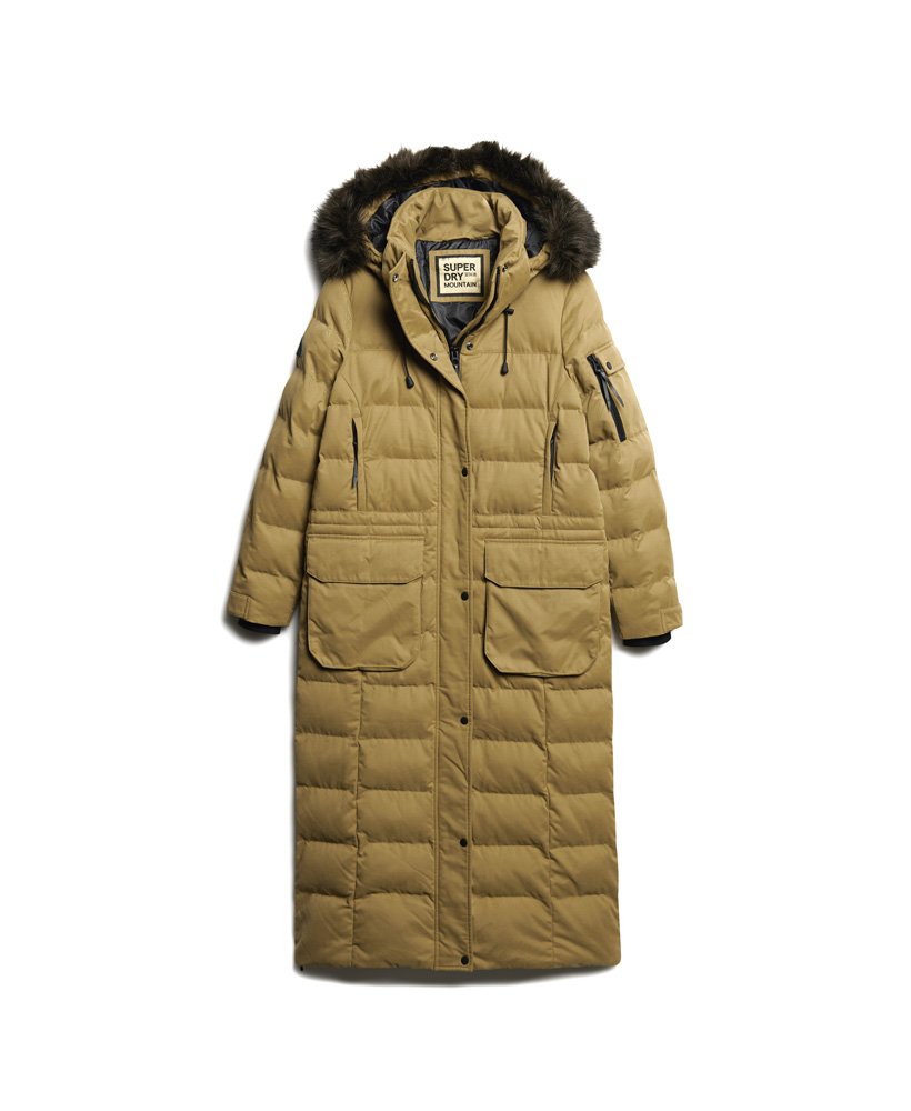 parka met capuchon van imitatiebont in klassiek beigebruin.