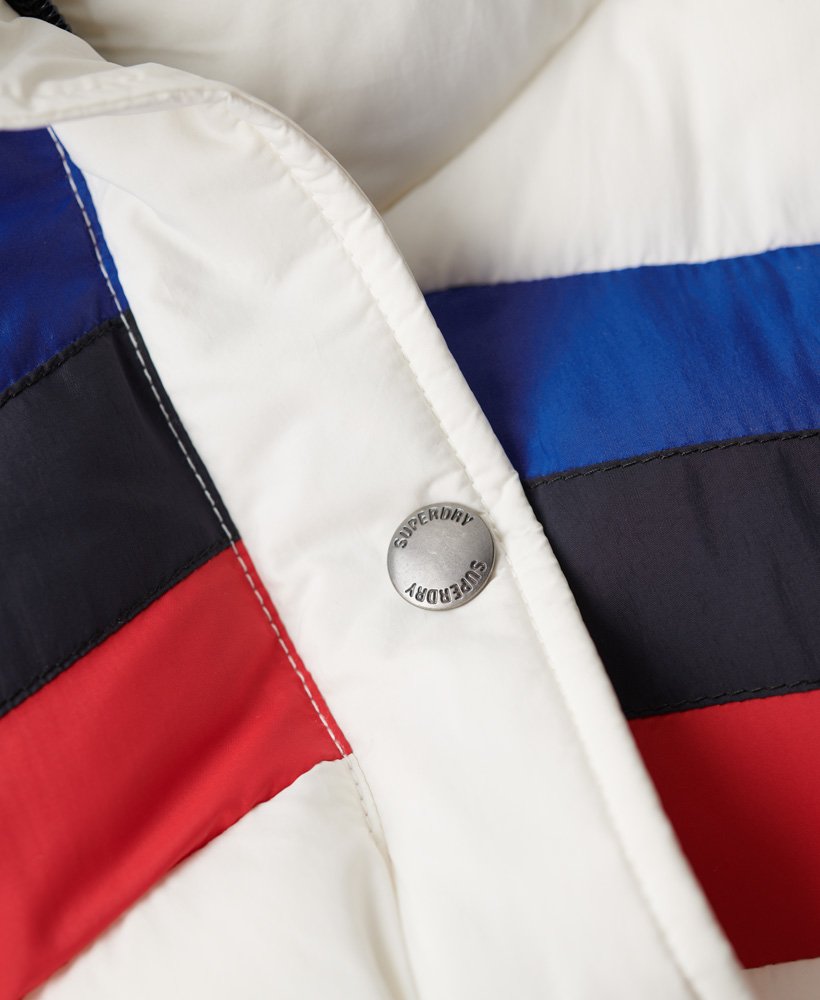 retro gewatteerd vest met panelen in nieuw krijtwit.