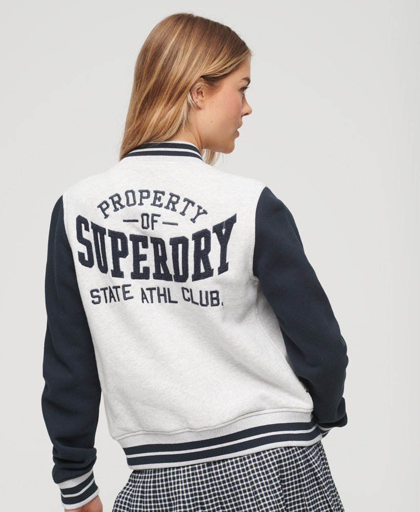 collegiate jersey varsity bomberjack in glacier grey marleclipse navy
