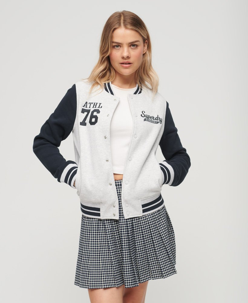 collegiate jersey varsity bomberjack in glacier grey marleclipse navy
