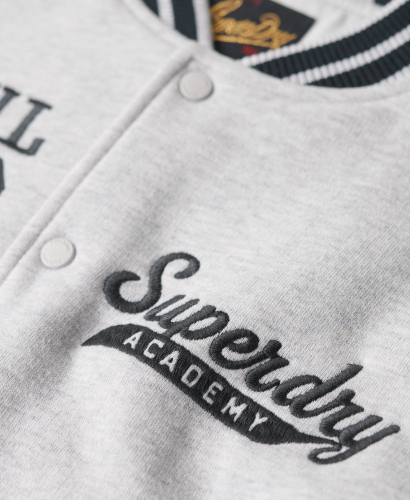 collegiate jersey varsity bomberjack in glacier grey marleclipse navy