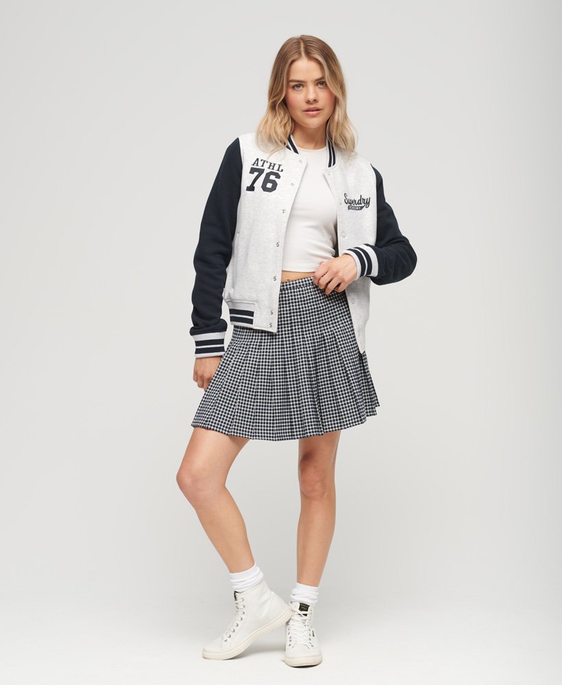 collegiate jersey varsity bomberjack in glacier grey marleclipse navy