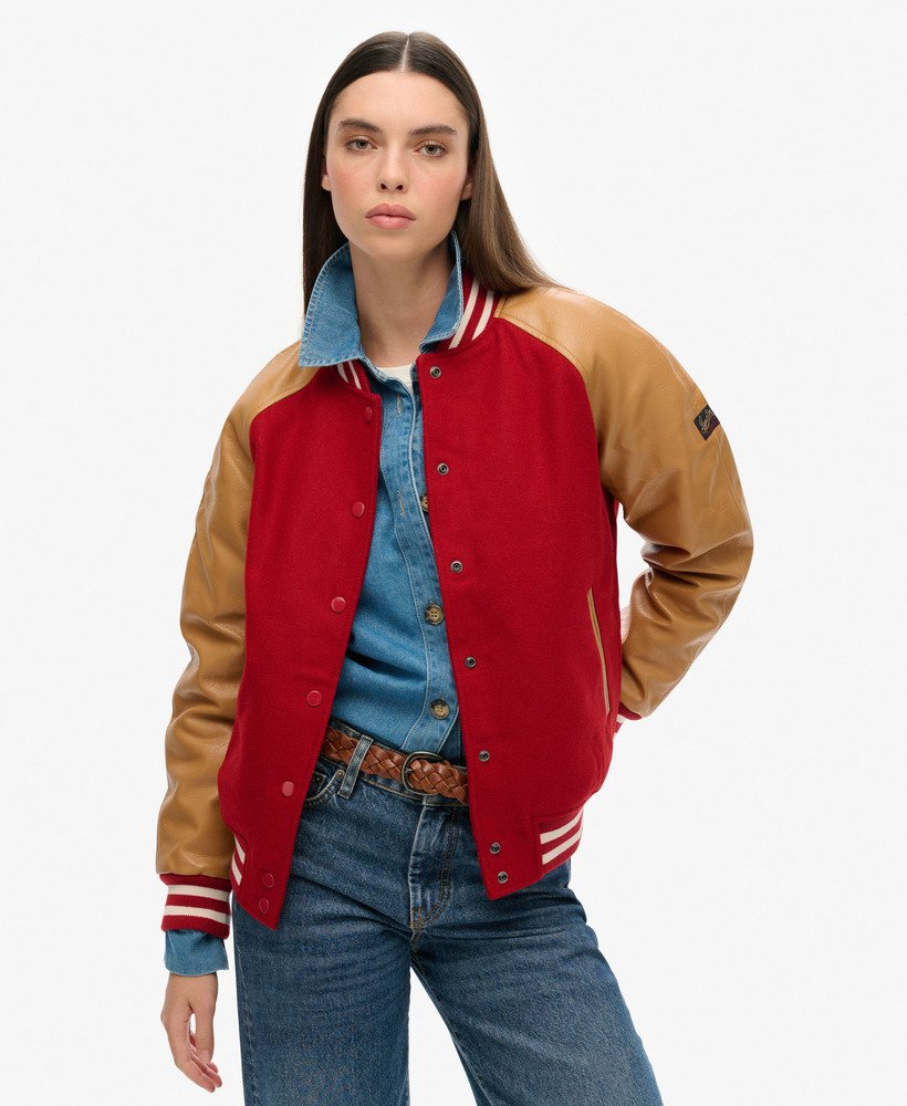 college varsity bomberjack in expedition red