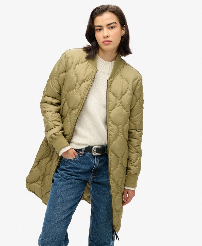 studios long liner coat in dried herb green