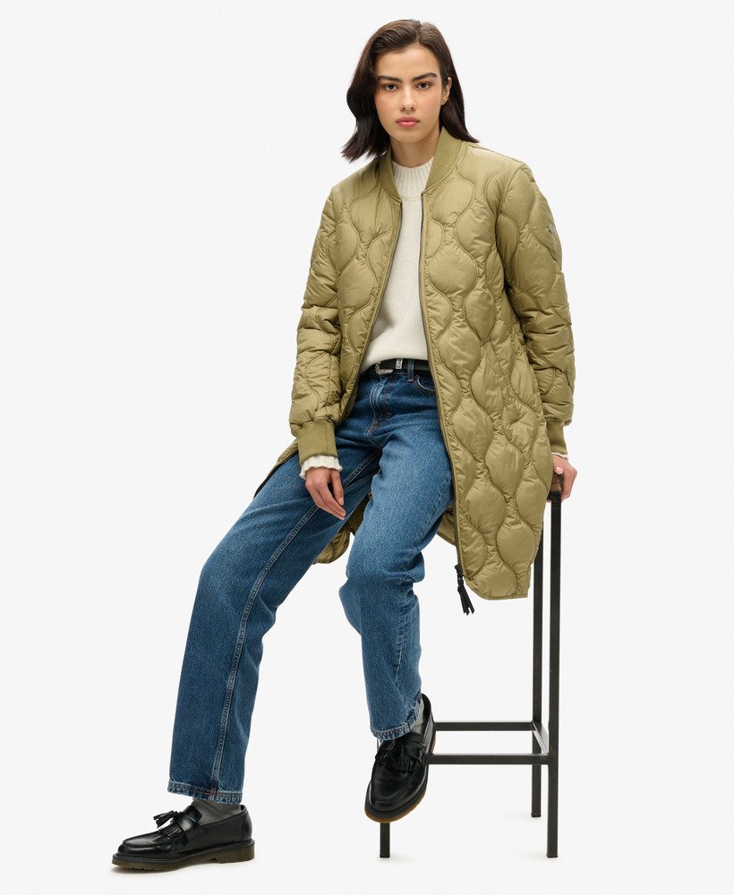 studios long liner coat in dried herb green