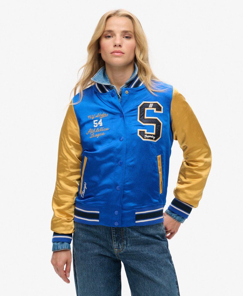 luxe varsity-jack in mazarine blauw