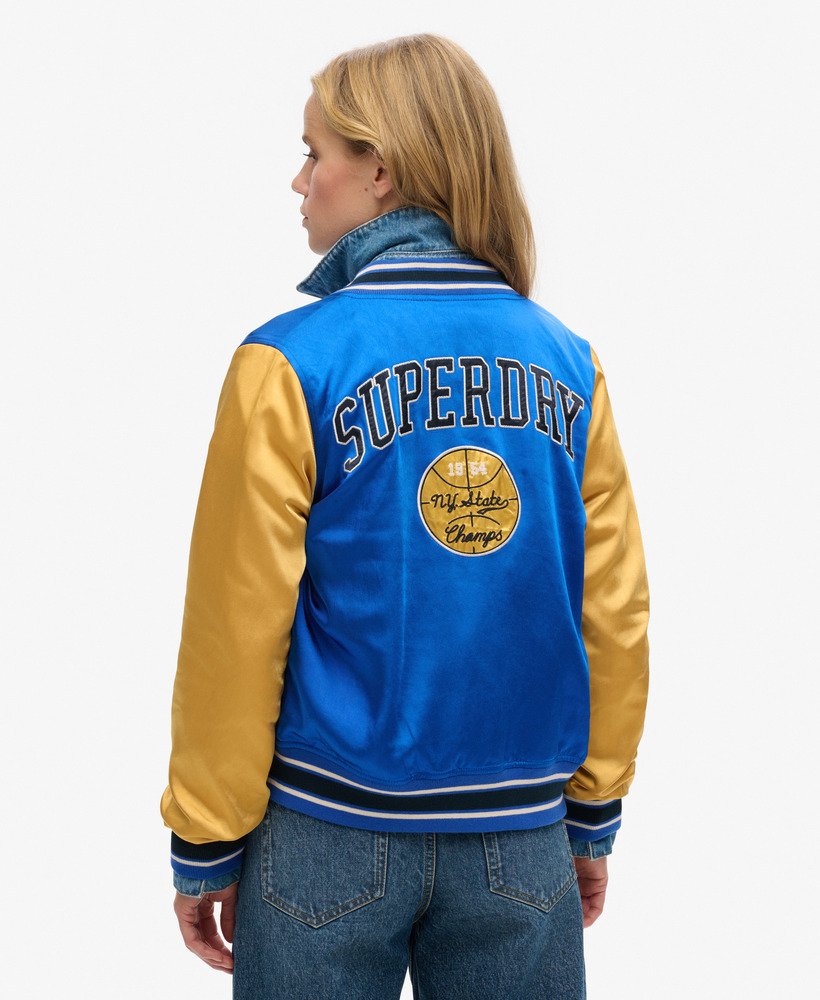 luxe varsity-jack in mazarine blauw