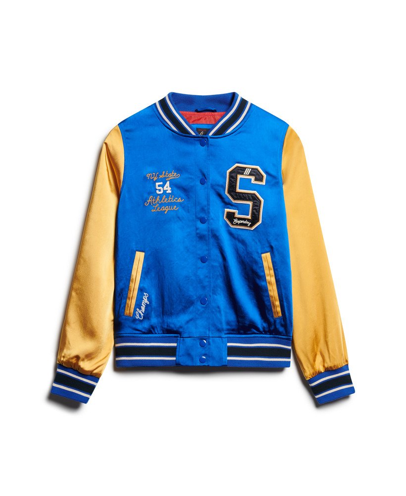 luxe varsity-jack in mazarine blauw