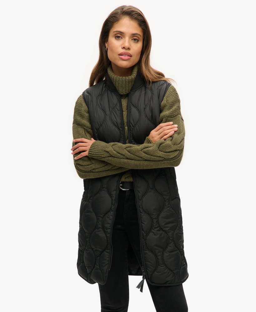studios long liner gilet in zwart